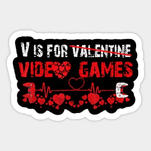 V IS FOR VIDEO GAMES Valentines Day Video Gamer Boy Sticker